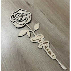 Rose en bois "Je t'aime"