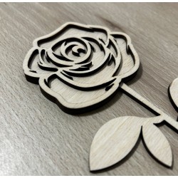 Rose en bois "Je t'aime"