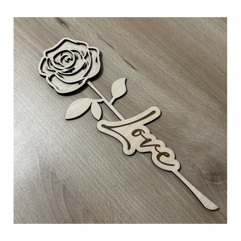 Rose en bois "love"