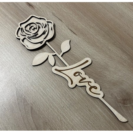 Rose en bois "love"