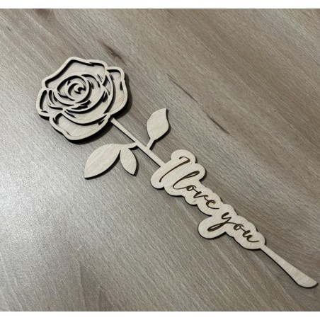 Rose en bois "I love you"