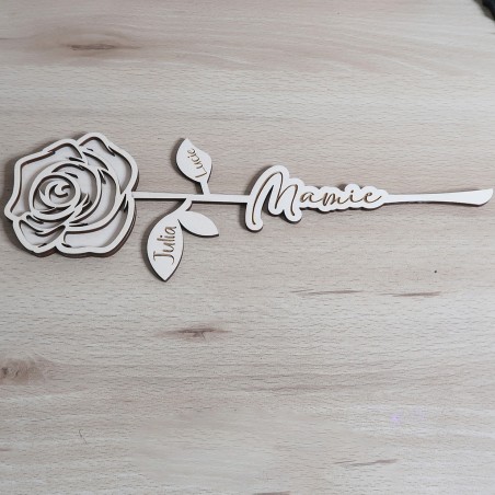 Rose en bois personnalisable "Mamie"